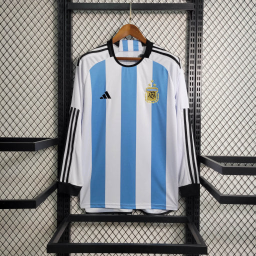 Camisa Argentina Home 23/24 3 Estrelas - Adidas Manga comprida - Versão Torcedor