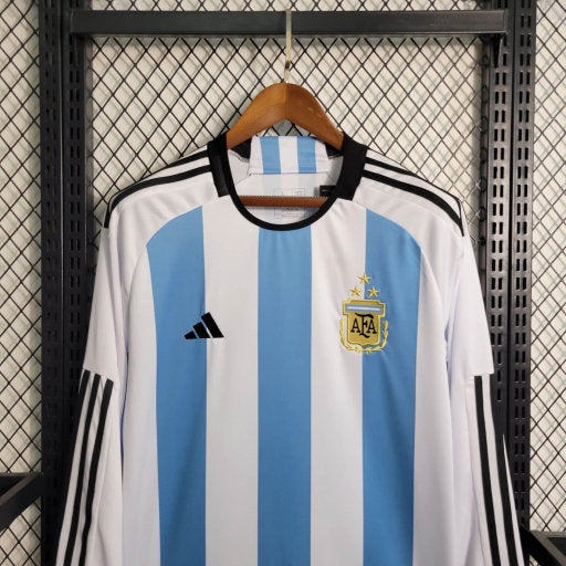 Camisa Argentina Home 23/24 3 Estrelas - Adidas Manga comprida - Versão Torcedor