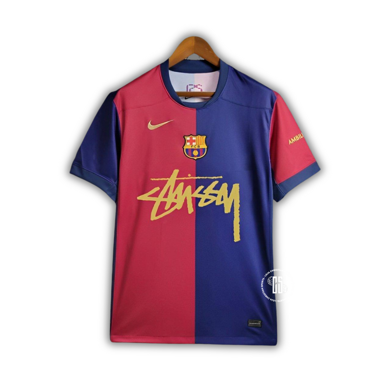 Camisa Barcelona Home x Stussy 24/25 - Nike Torcedor Masculina - Lançamento