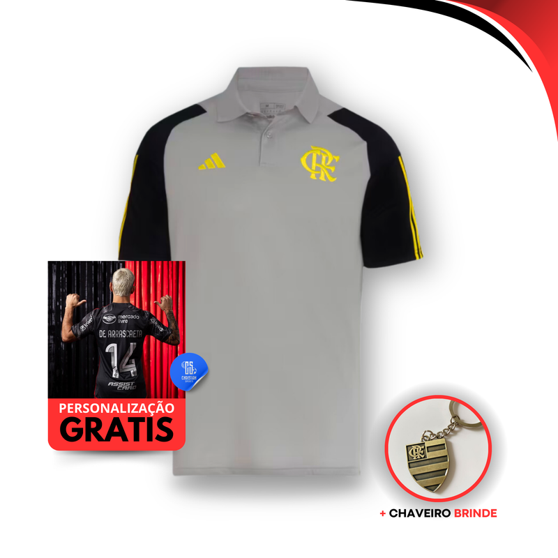 Camisa Polo Flamengo Viagem 24/25 - Cinza - Lançamento