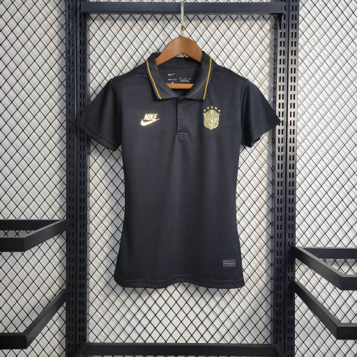 Camisa Polo Brasil Black x Gold 22/23 - Versão Feminina