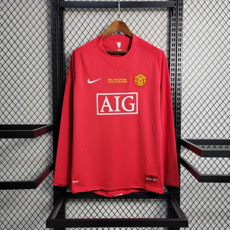 Camisa Manchester United Titular 07/08 - Versão Retro - Manga Comprida