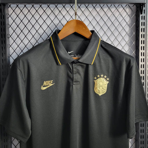 Polo Brasil Black x Gold 22/23 - Nike Masculina