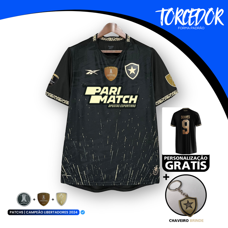 Camisa Botafogo Away 24/25 + Patchs Libertadores - Rebook Torcedor Masculina - Lançamento