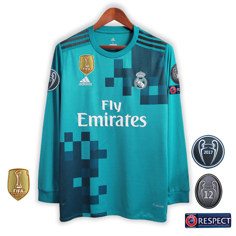 Camisa Real Madrid Third 17/18 + PATCHS - Retro Manga Comprida