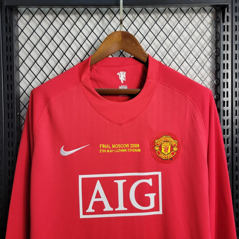 Camisa Manchester United Titular 07/08 - Versão Retro - Manga Comprida